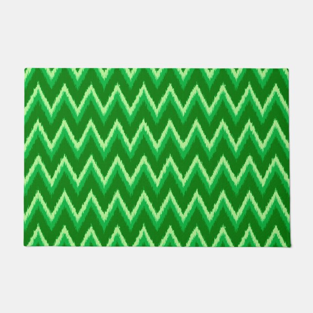 Tapete Grelhas de Ikat Chevron, pinheiro e Verde limão (Frente)