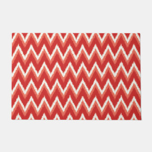 Tapete Grelhas Ikat Chevron, Laranja e Branco