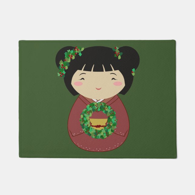 Tapete Grinalda do Natal de Kokeshi (Frente)