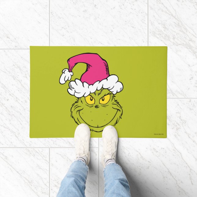 Tapete Grinch com Chapéu de Papai Noel Rosa (Interior)