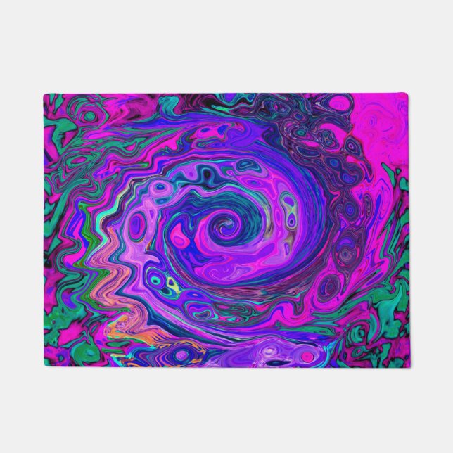 Tapete Groovy Abstrato Retro Magenta e Roxo Redemoinho (Frente)