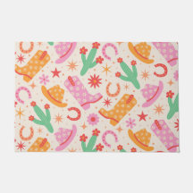 Groovy Cowgirl Boots and Hats Patterno with Cactus