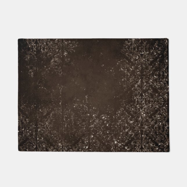 Tapete Grunge de Bronze Glimmery | Rich Brown Glam Damask (Frente)