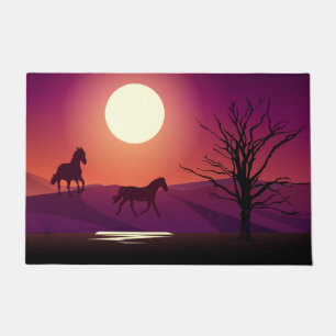 Tapete Grunge Red Rug Dois Cavalos Doormat