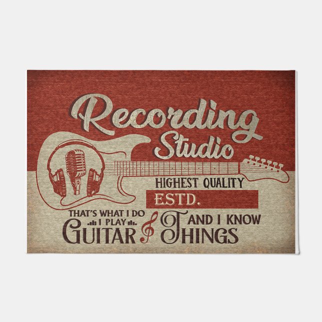 Tapete Guitarist Studio Door Mat, Gift For Guitarist (Frente)