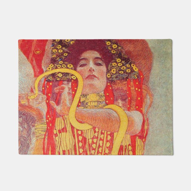 Tapete Gustav Klimt Red Woman Dourada pintura Cobra (Frente)