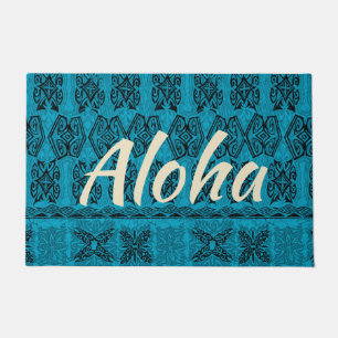 Tapete Haena Beach Hawaiian Primitivo Tapa Aloha Teal