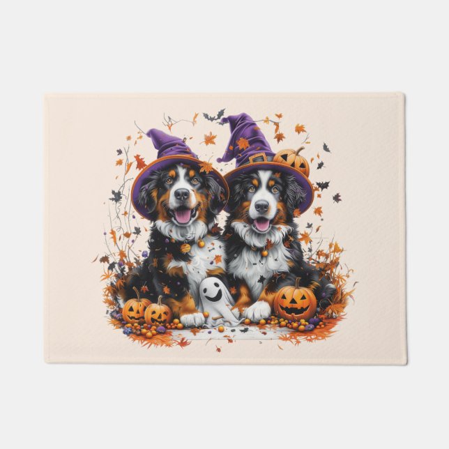 Tapete Halloween Bernese Mountain Dogs Witch Ghost (Frente)