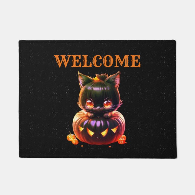 Tapete Halloween Black Cat Pumpkin Horror Noturno Assusta (Frente)