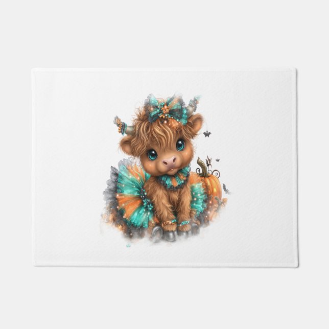 Tapete Halloween da Fazenda de Vaca em Highland (Frente)