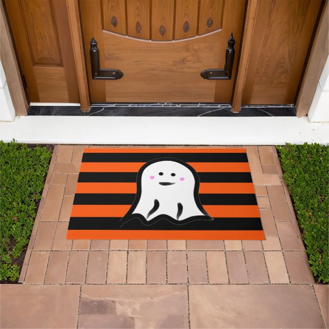 Tapete Halloween Ghost on Black and Orange Stripes  (Ar livre)