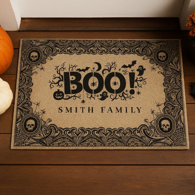 Tapete Halloween Gothic Boo com Nome Personalizado da Fam (Criador carregado)
