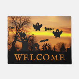 Tapete Halloween Night Scary Ghosts and Bats Welcome