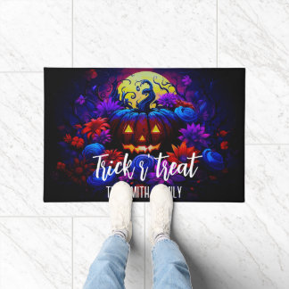 Tapete Halloween Pumpkin Horror Flowers Full Moon
