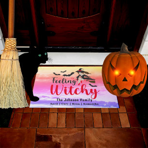 Tapete Halloween Sentindo Bruxa Testemunha Rosa Púrpura 