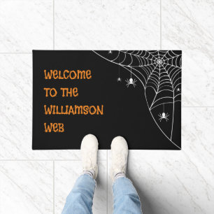 Tapete Halloween Spider Web Bem-vindo