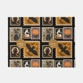 Tapete Halloween Spooky Time Postal Stamps Ghosts Bat Cat