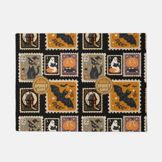 Tapete Halloween Spooky Time Postal Stamps Ghosts Bat Cat