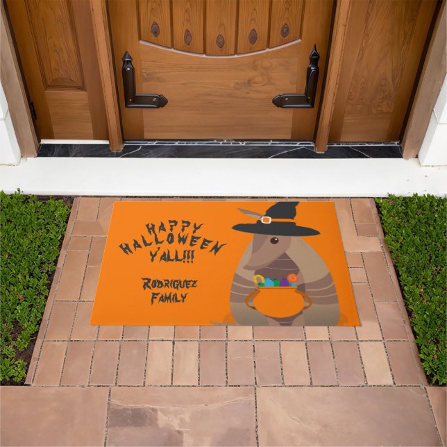 Tapete Halloween Trick-or-Tratating Armadillo Witch Texas (Ar livre)