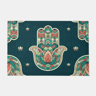 Tapete Hamsa Hamsah Mão Judia de Marrocos bem-vinda