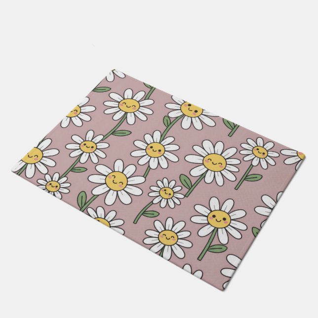 Tapete Happy Daisies Pattern - Cute Floral Design (Inclinado)