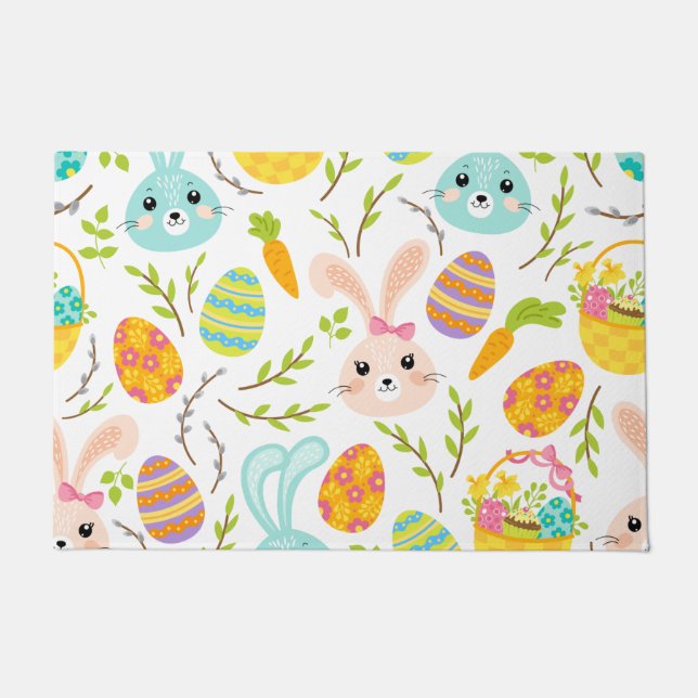 Tapete Happy Easter Bunny Eggs, Spring Pattern Gift (Frente)