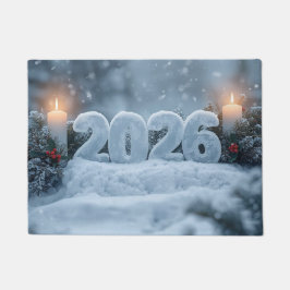 Tapete happy new year 2026 snowy candle 