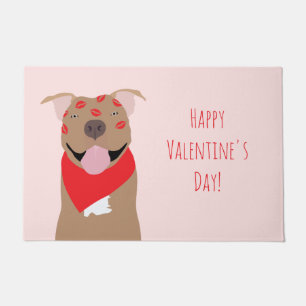 Tapete Happy Valentines Day American Buldog Kiss Marks
