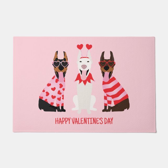 Tapete Happy Valentines Day Dobermann Dogs (Frente)