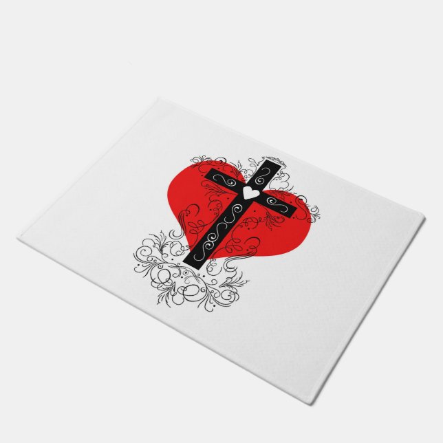Tapete Heart and flourish cross doormat (Inclinado)