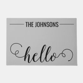 Tapete HELLO Nome Personalizado da Família Bem-Vindo Cinz