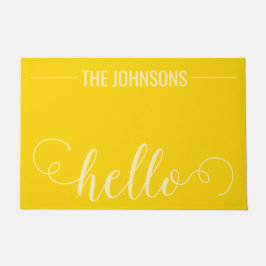 Tapete HELLO Nome Personalizado da Família Bem-vindo Mat 