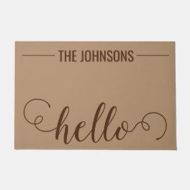 Tapete HELLO Nome Personalizado da Família Bem-vindo Mat 