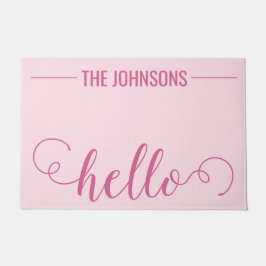 Tapete HELLO Nome Personalizado da Família Bem-vindo Mat 