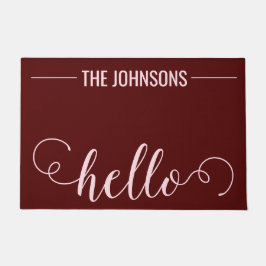 Tapete HELLO Nome Personalizado da Família Bem-vindo Mat 