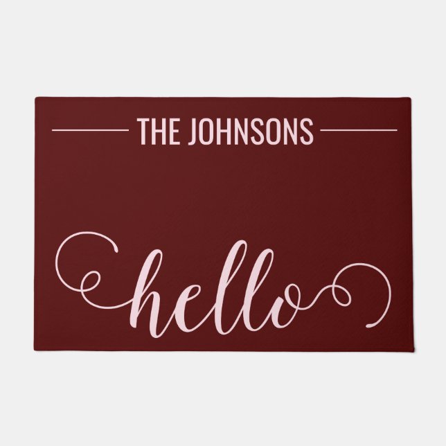 Tapete HELLO Nome Personalizado da Família Bem-vindo Mat  (Frente)