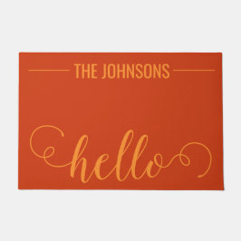 Tapete HELLO Nome Personalizado da Família Bem-vindo Mat 