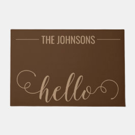 Tapete HELLO Nome Personalizado da Família Bem-vindo Mat 