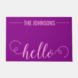 Tapete HELLO Nome Personalizado da Família Bem-vindo Mat 