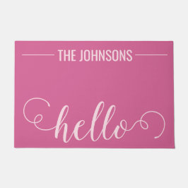 Tapete HELLO Nome Personalizado da Família Bem-vindo Mat 