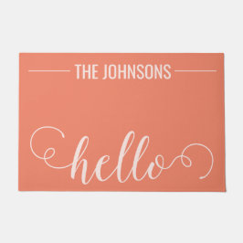 Tapete HELLO Nome Personalizado da Família Bem-Vindo Mat 