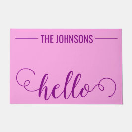 Tapete HELLO Nome Personalizado da Família Bem-vindo Mat 