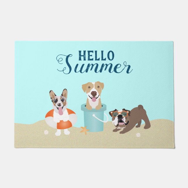 Tapete Hello Summer Beach Dogs Blue (Frente)