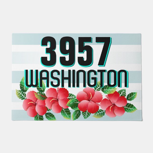 Tapete Hibiscus Hawaiian Endereço Tropical (Frente)