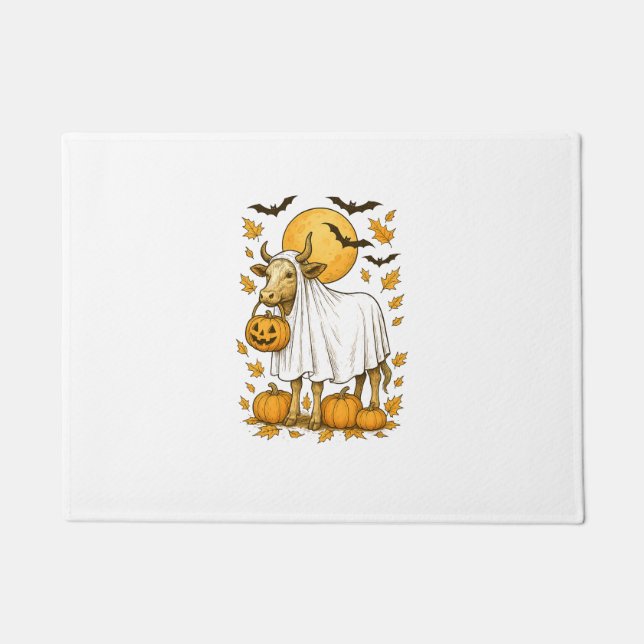 Tapete Highland Cow Halloween em fantasia fantasma (Frente)