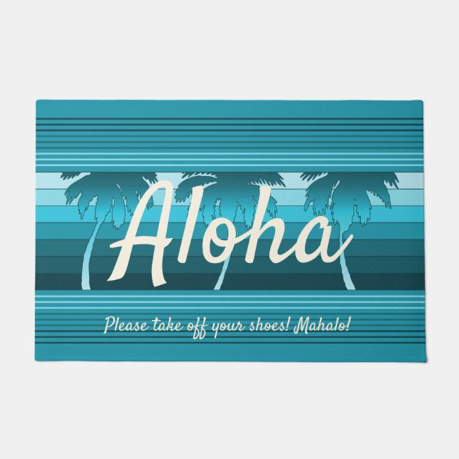 Tapete Hilo Palms Hawaiian Striped Aloha Teal (Frente)