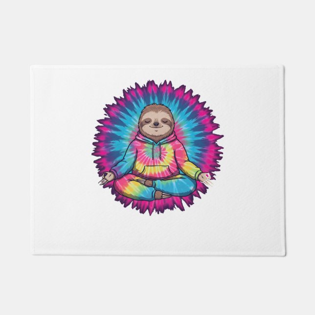 Tapete Hippie Sloth Peace Sign Tie-Dy (Frente)