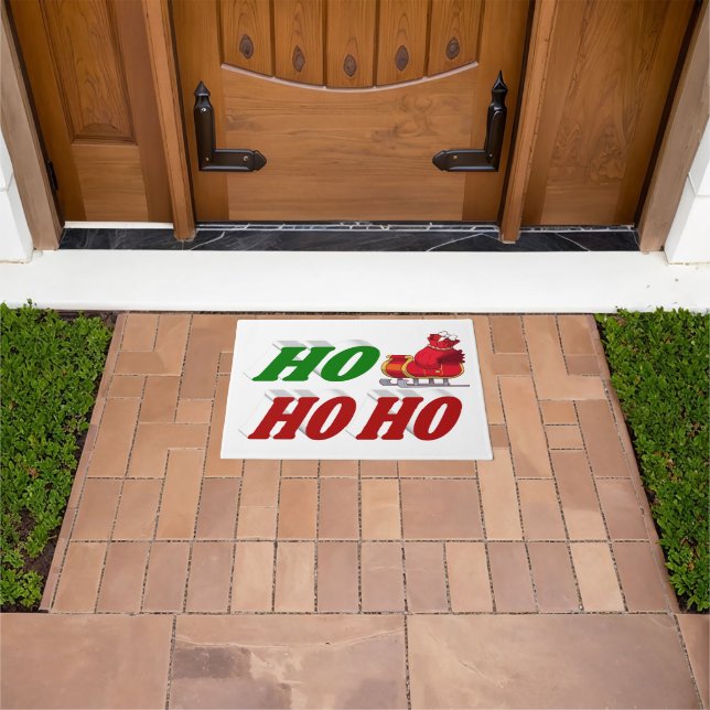 Tapete Ho Ho Ho Papais noeis com tipografia verde-amarela (Ar livre)