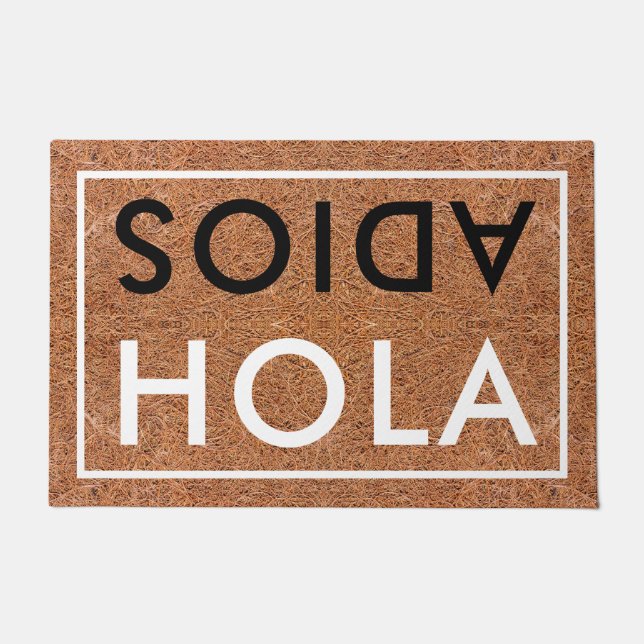 Tapete Hola Adios Coir de Boas-vindas Espanhóis (Frente)