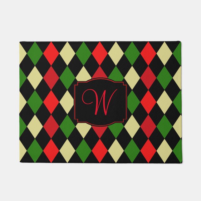 Tapete Holiday Harlequin Pattern Monogrammed (Frente)